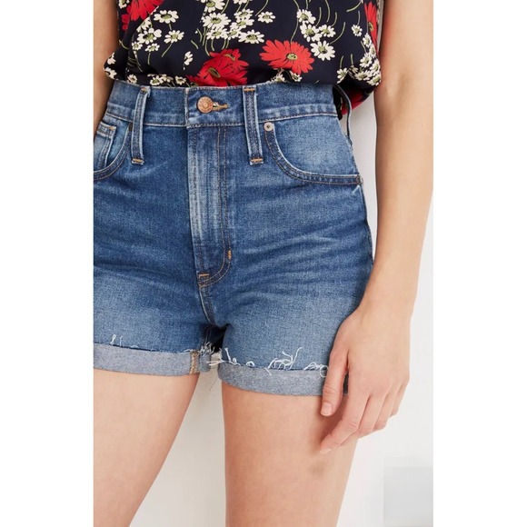 Madewell The Perfect Jean Short Women Sz 26 High Rise Y2K Blue Denim Raw Ullman - Picture 7 of 15